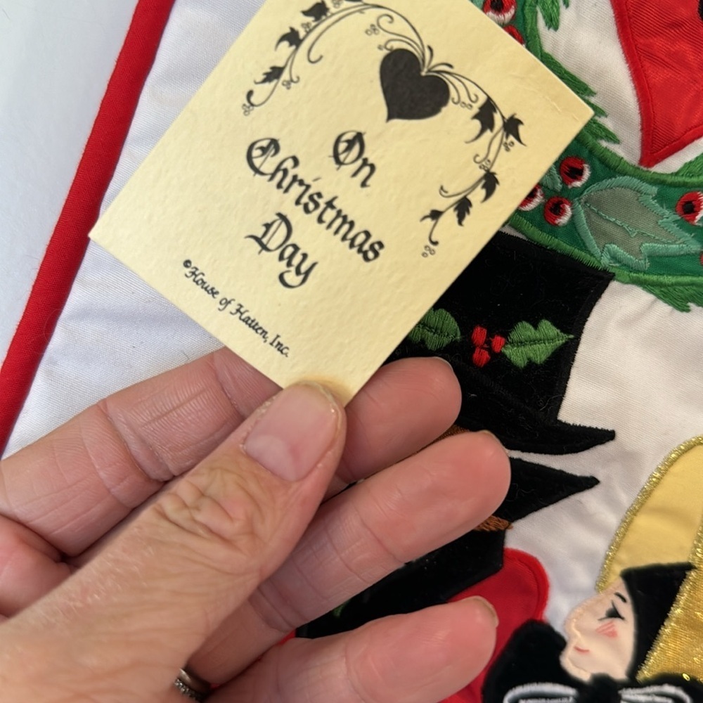 1970's  House of Hatten 16"  Stockings Victorian German  Applique Christmas - Picture 2 of 9